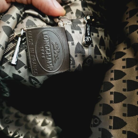 Longchamp Legende Hobo Brown Ostrich Embossed Bag Top Handle Carry Handbag - Picture 13 of 16